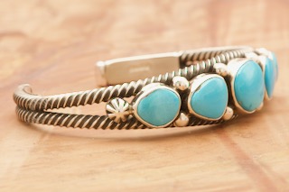 5 Genuine Sleeping Beauty Turquoise Stones Sterling Silver Navajo